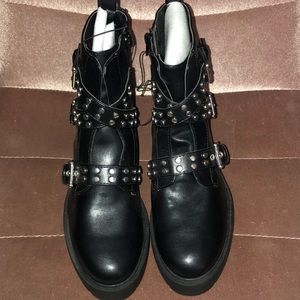 Black studded combat boots